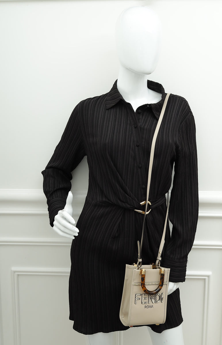 Fendi Beige Mini Sunshine Shopper Bag