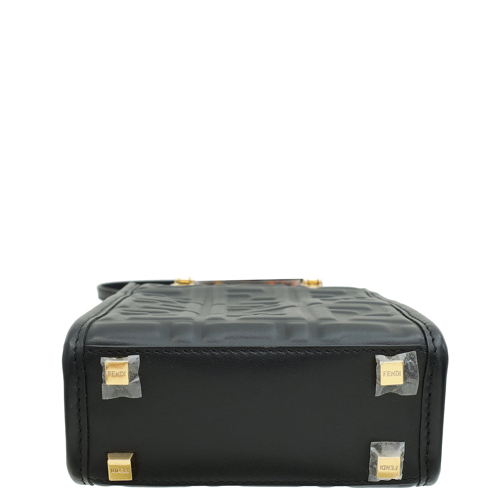 Fendi Black FF Embossed FENDI Mini Sunshine Shopper Bag