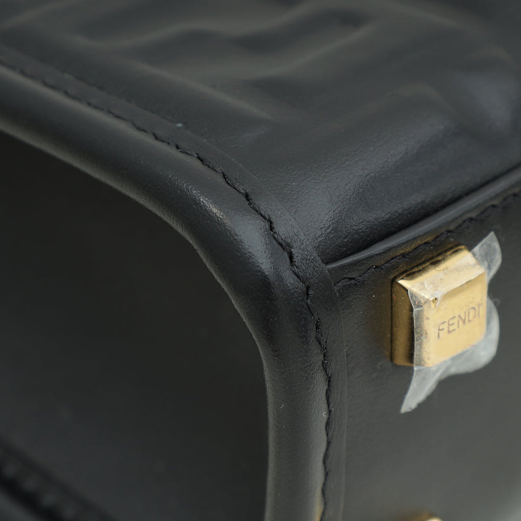 Fendi Black FF Embossed FENDI Mini Sunshine Shopper Bag