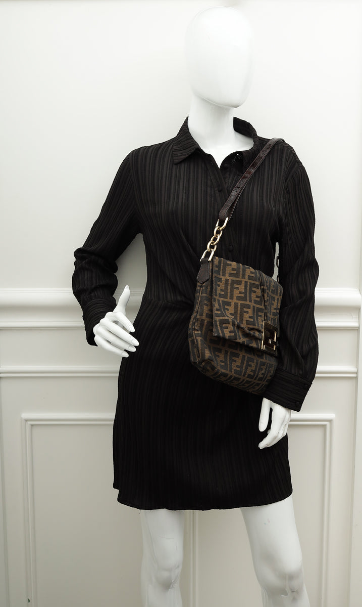 Fendi Zucca Mia Large Flap Shoulder Bag