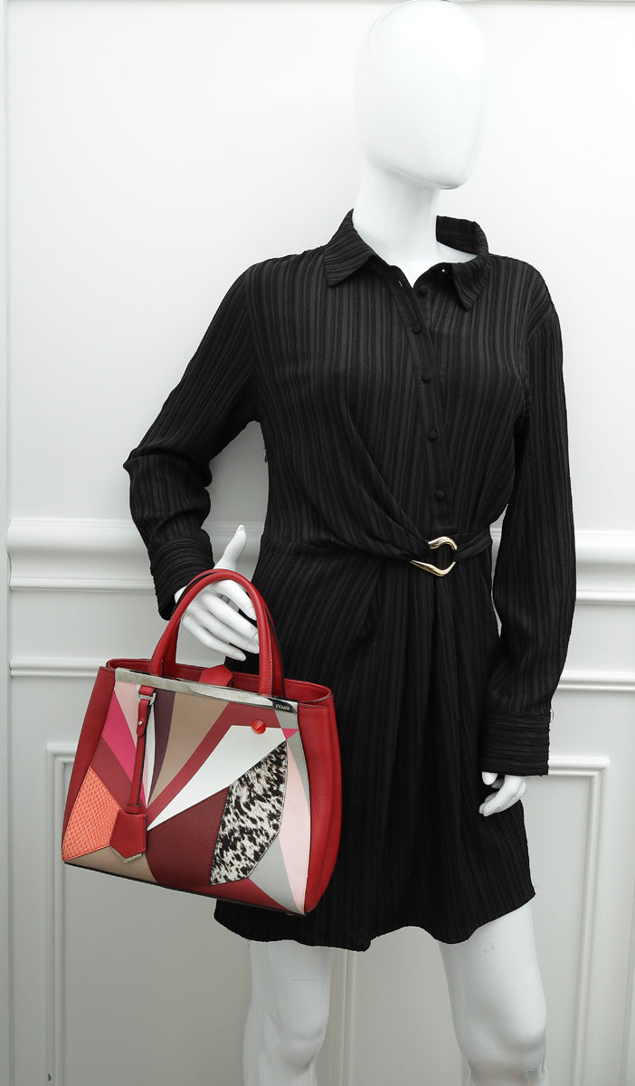 Fendi Red Multicolor 2 Jours Patchwork Petite Bag