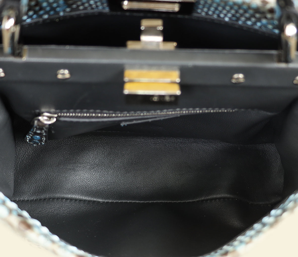 Fendi Blue Python Mini Peekaboo Bag