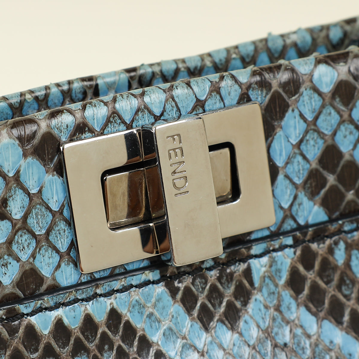 Fendi Blue Python Mini Peekaboo Bag