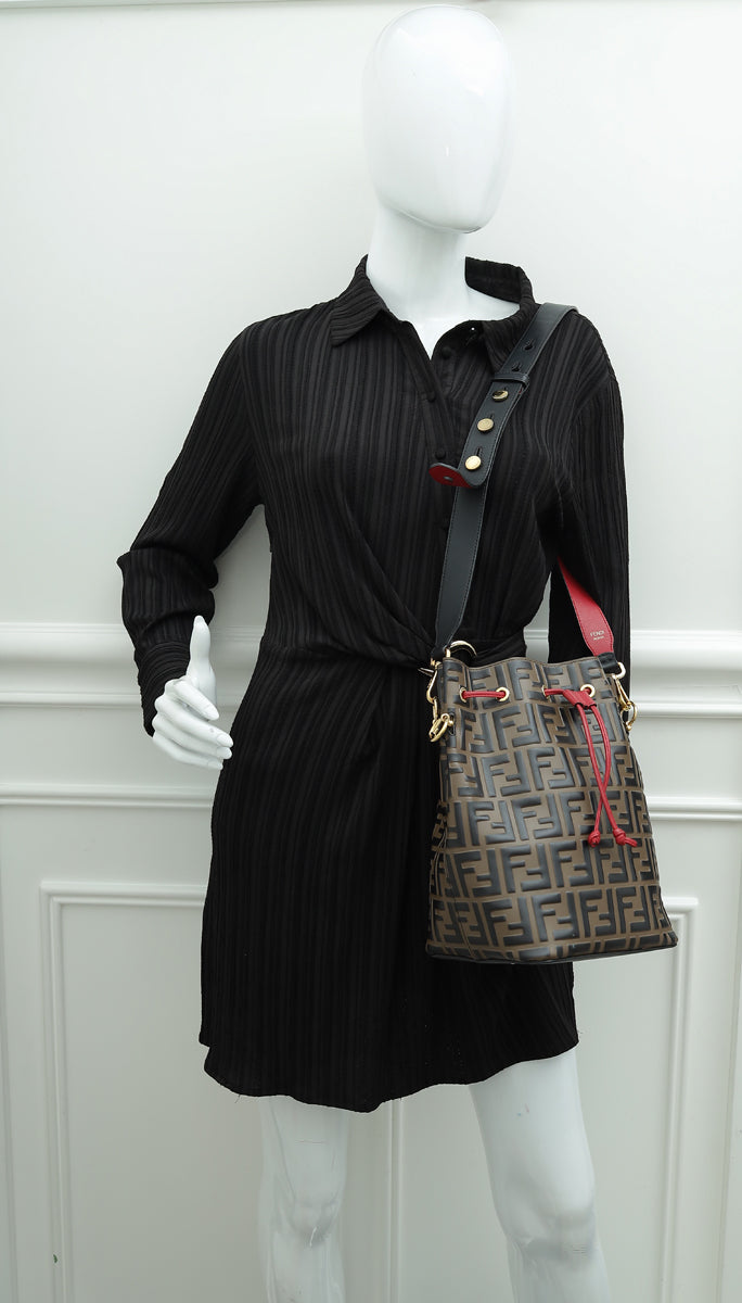 Fendi Bicolor FF Zucca Embossed Mon Tresor Small Bucket Bag