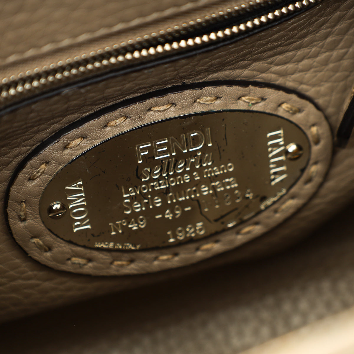 Fendi Etoupe Peekaboo Sellier Mini Python Handle Bag