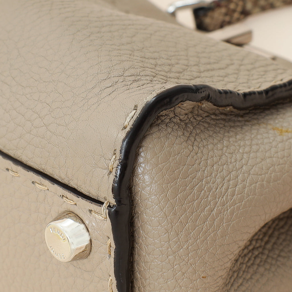 Fendi Etoupe Peekaboo Sellier Mini Python Handle Bag