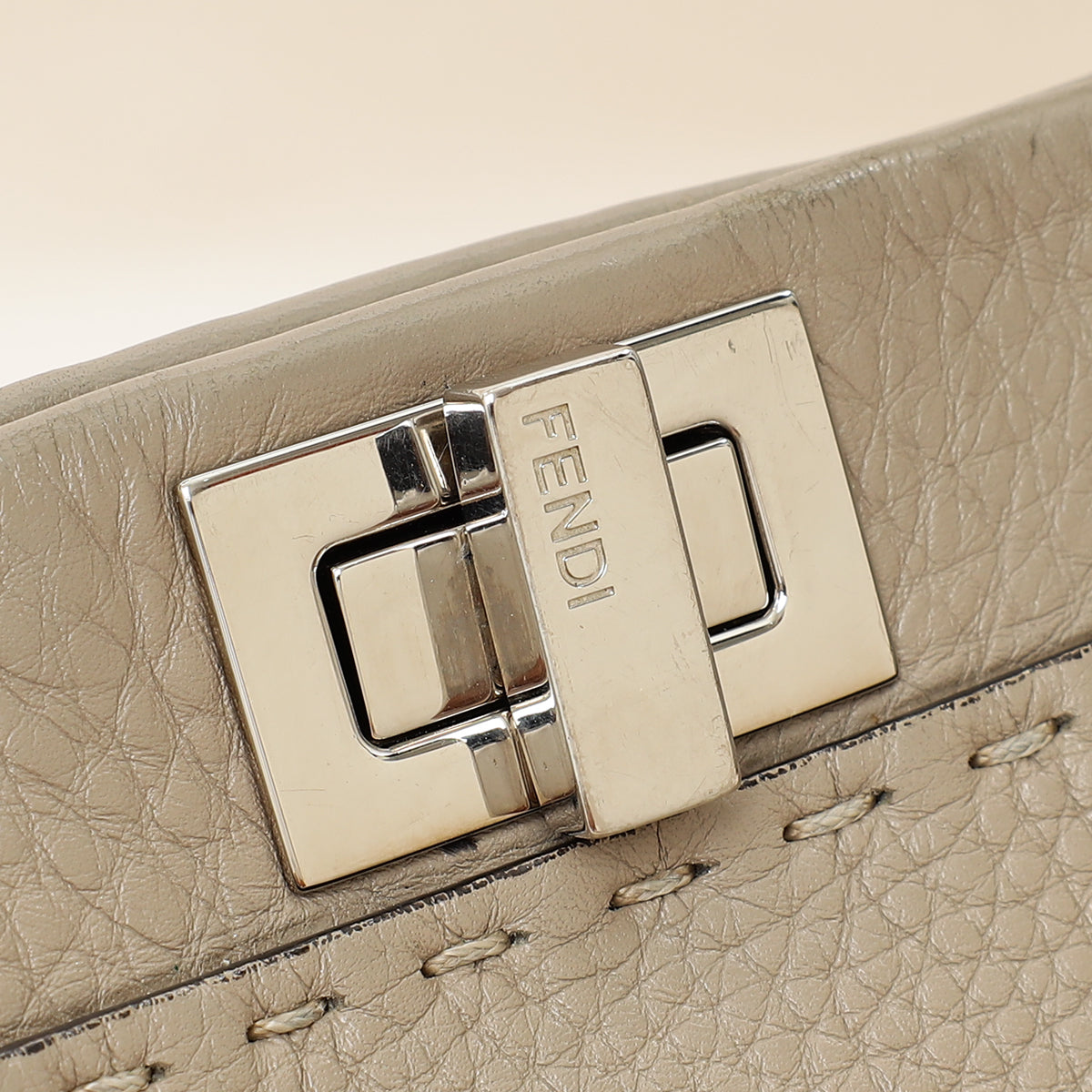 Fendi Etoupe Peekaboo Sellier Mini Python Handle Bag
