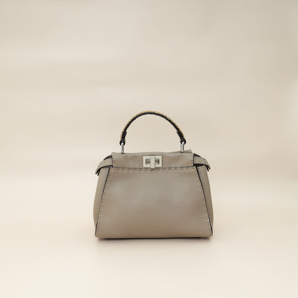 Fendi Dove Grey Peekaboo Sellier Mini Python Handle Bag