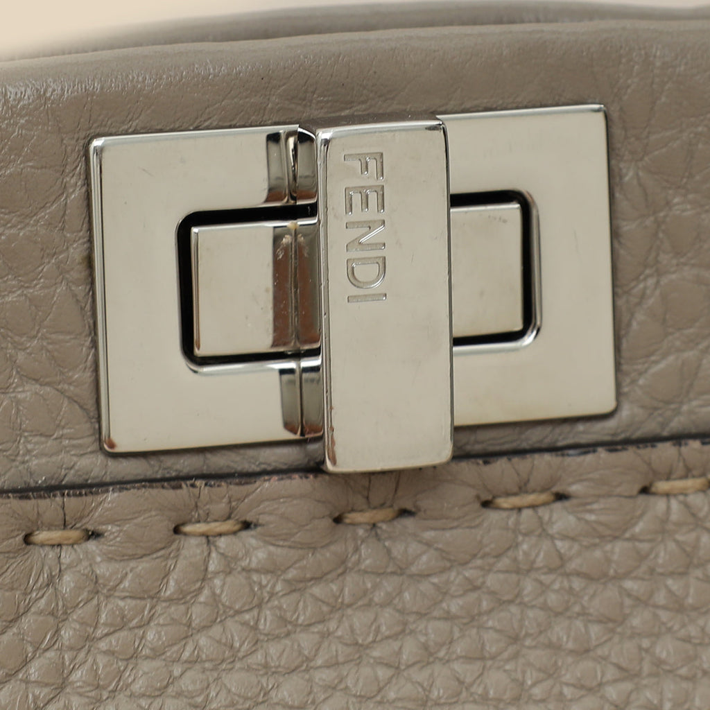 Fendi Dove Grey Peekaboo Sellier Mini Python Handle Bag