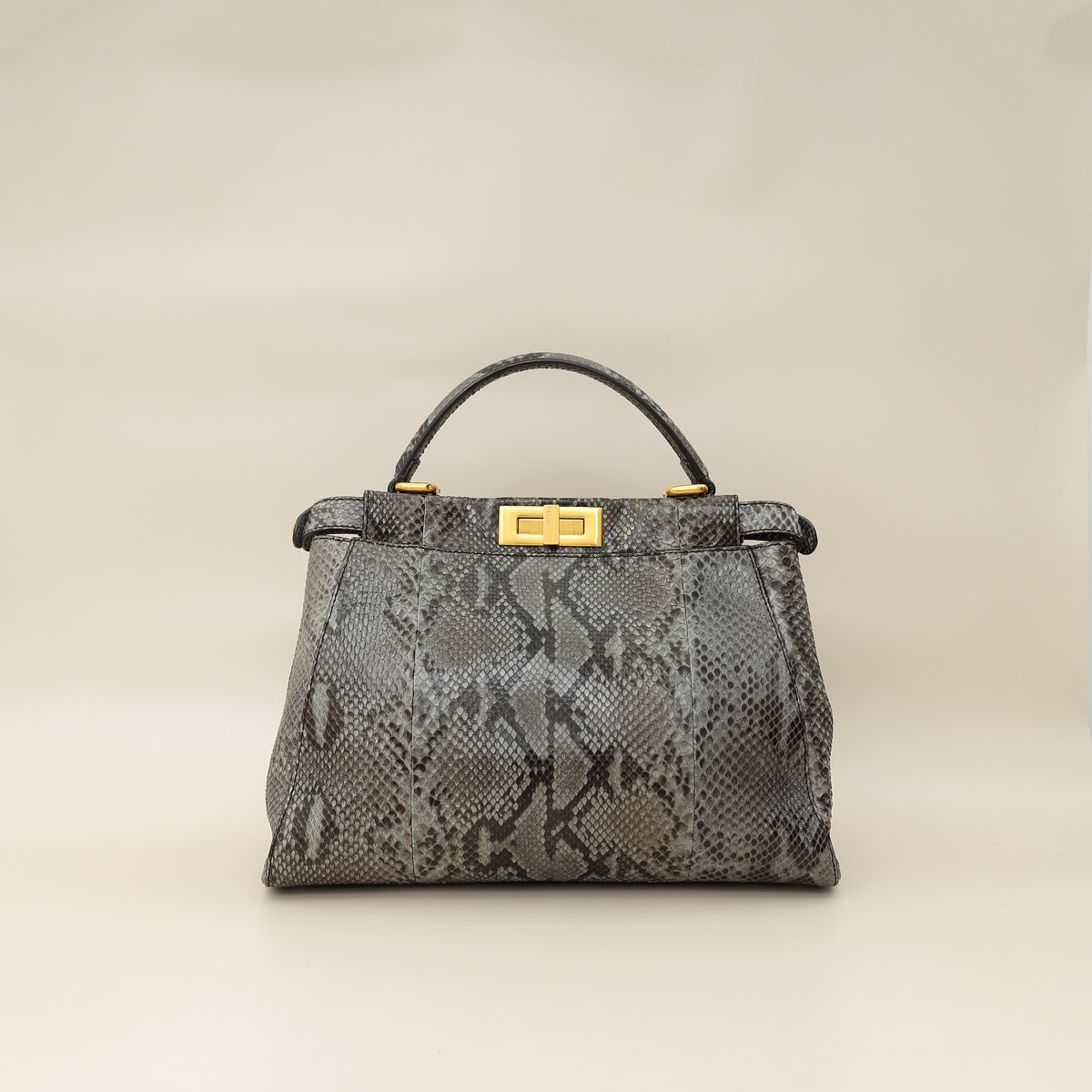 Fendi Grey Peekaboo Python Regular Bag