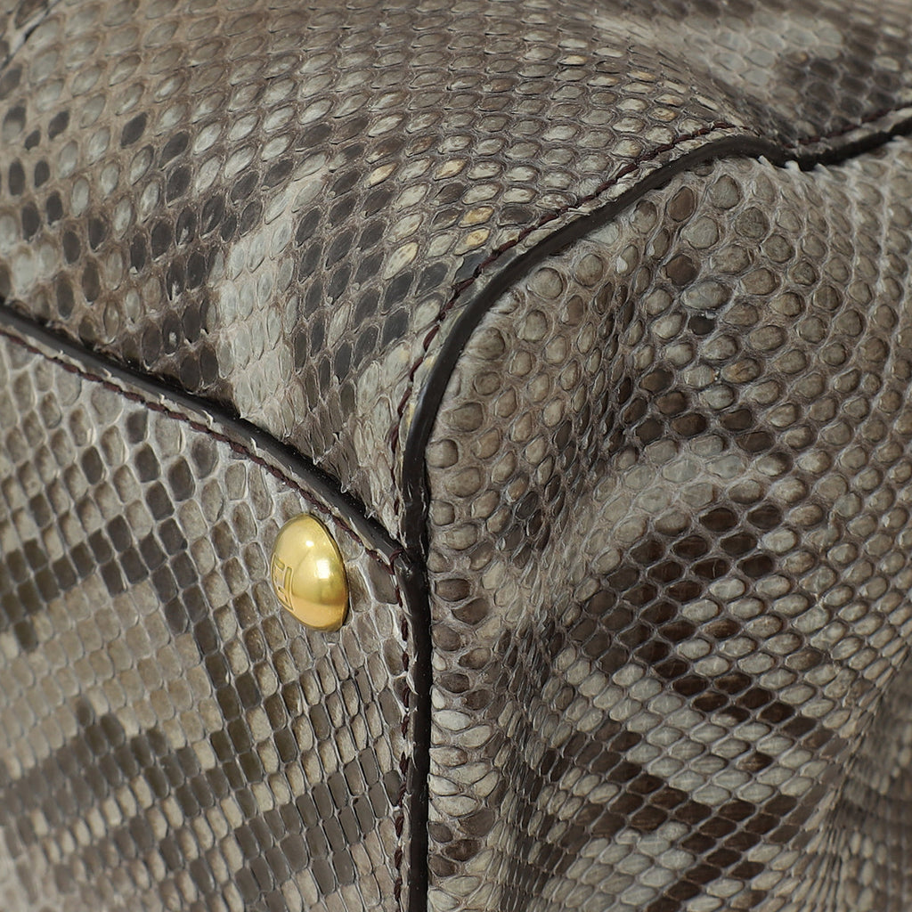 Fendi Grey Peekaboo Python Regular Bag