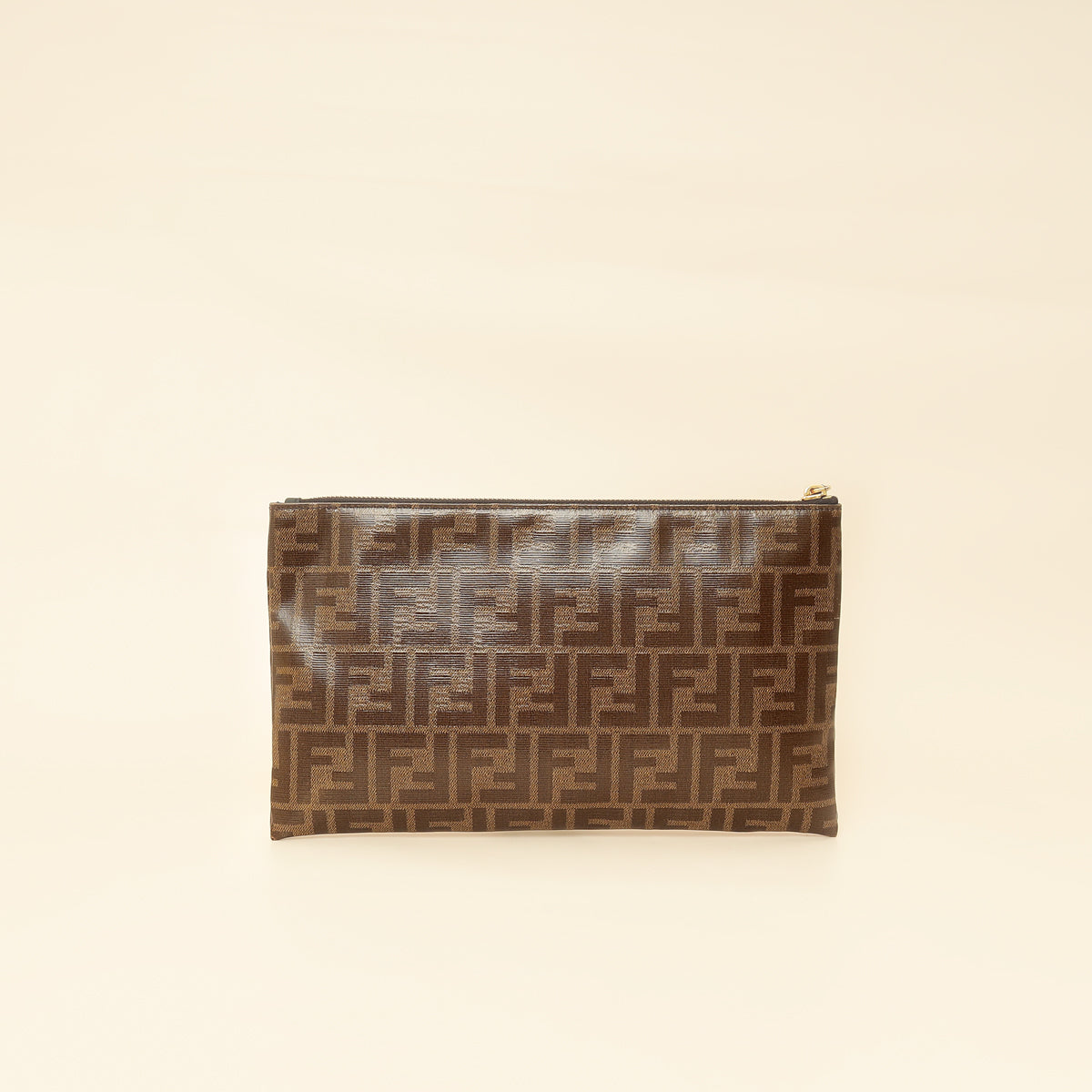 Fendi Tobacco FF Flat Baguette Medium Pouch