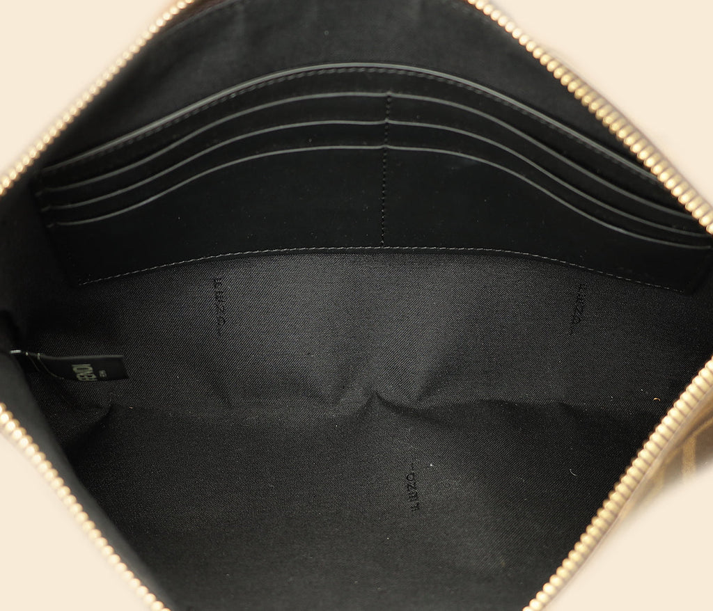 Fendi Tobacco FF Flat Baguette Medium Pouch