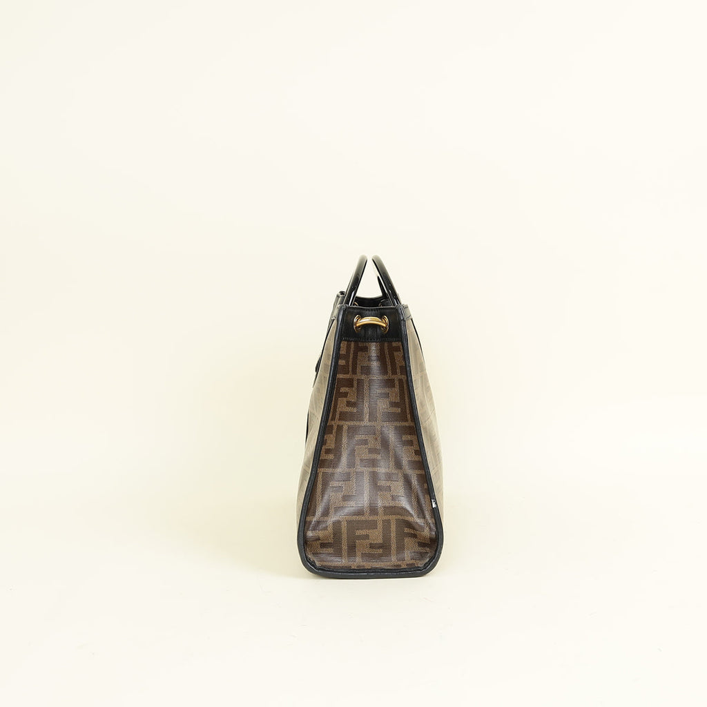 Fendi Brown Zucca Runaway Shopper Tote Small Bag