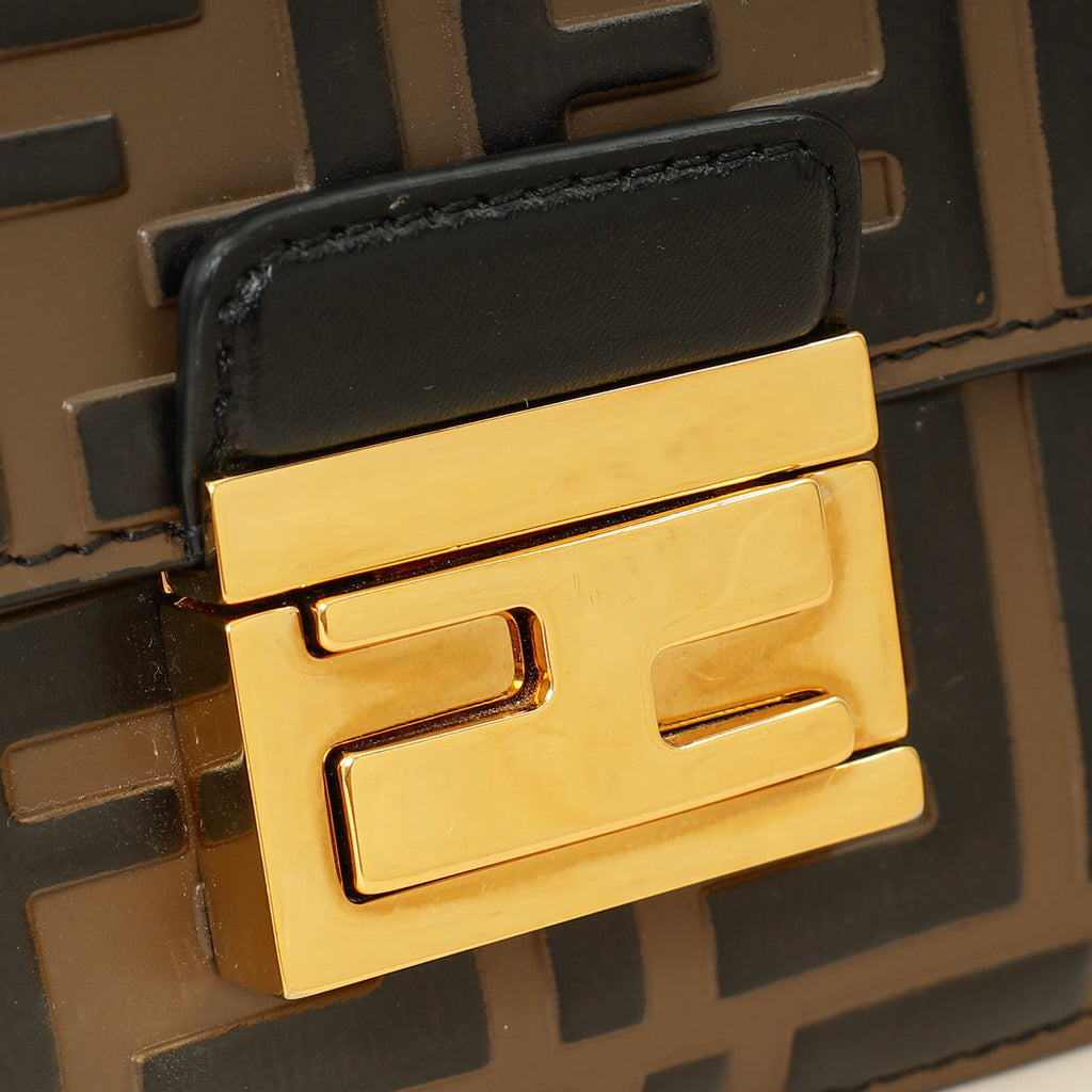 Fendi Bicolor FF Embossed Kan U Chain Small Shoulder Bag