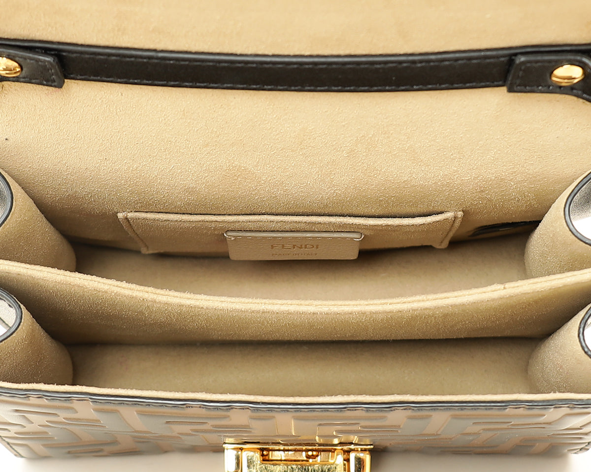 Fendi Bicolor FF Embossed Kan U Chain Small Shoulder Bag