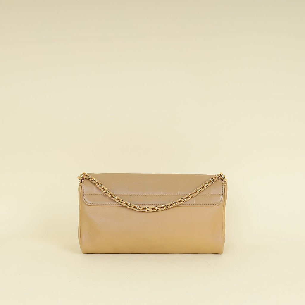 Fendi Beige Pequin Small Shoulder Bag