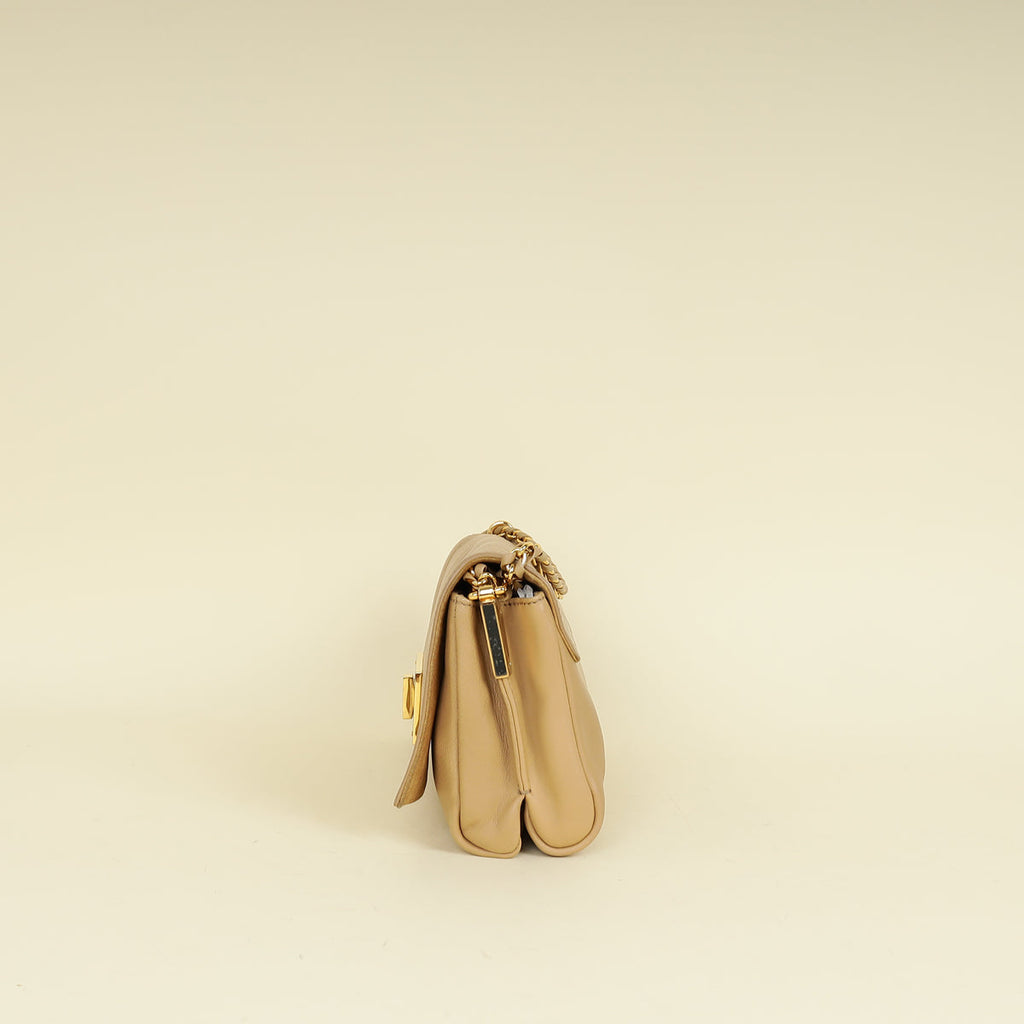 Fendi Beige Pequin Small Shoulder Bag