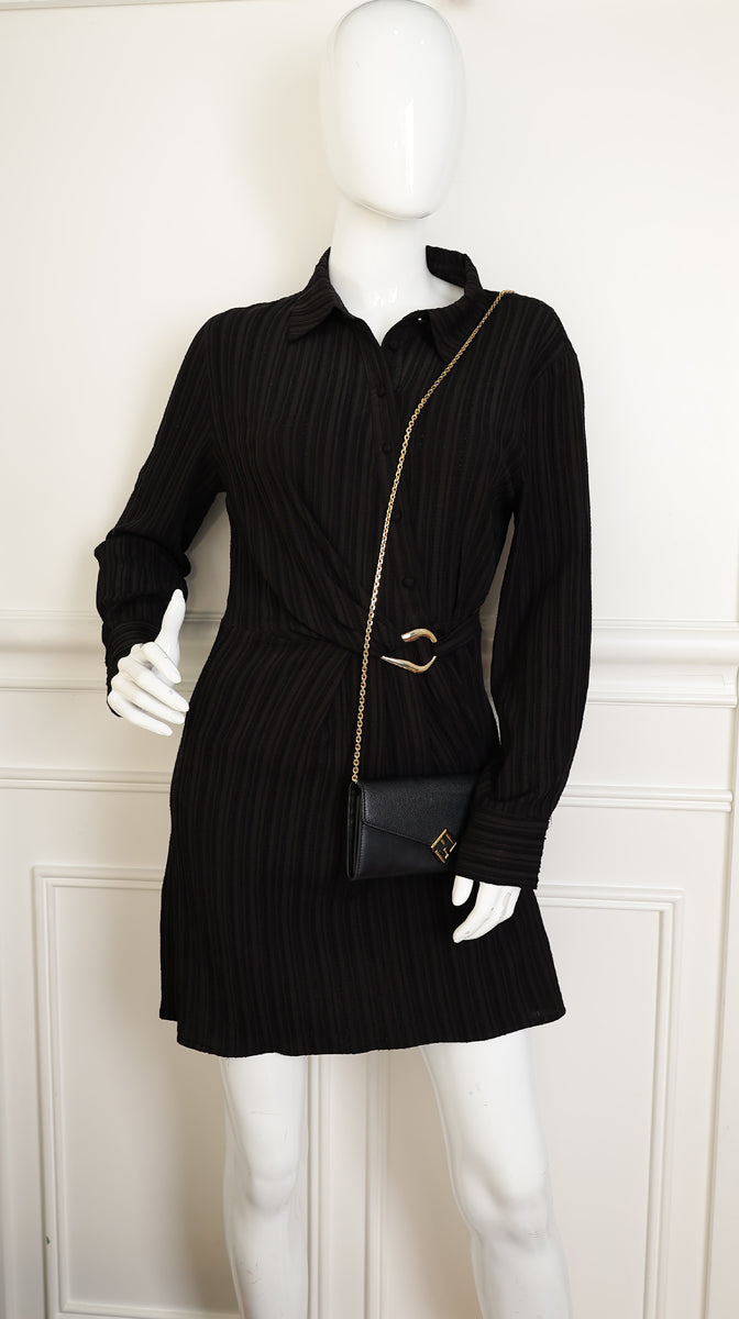 Fendi Black FF Diamonds Continental With Chain