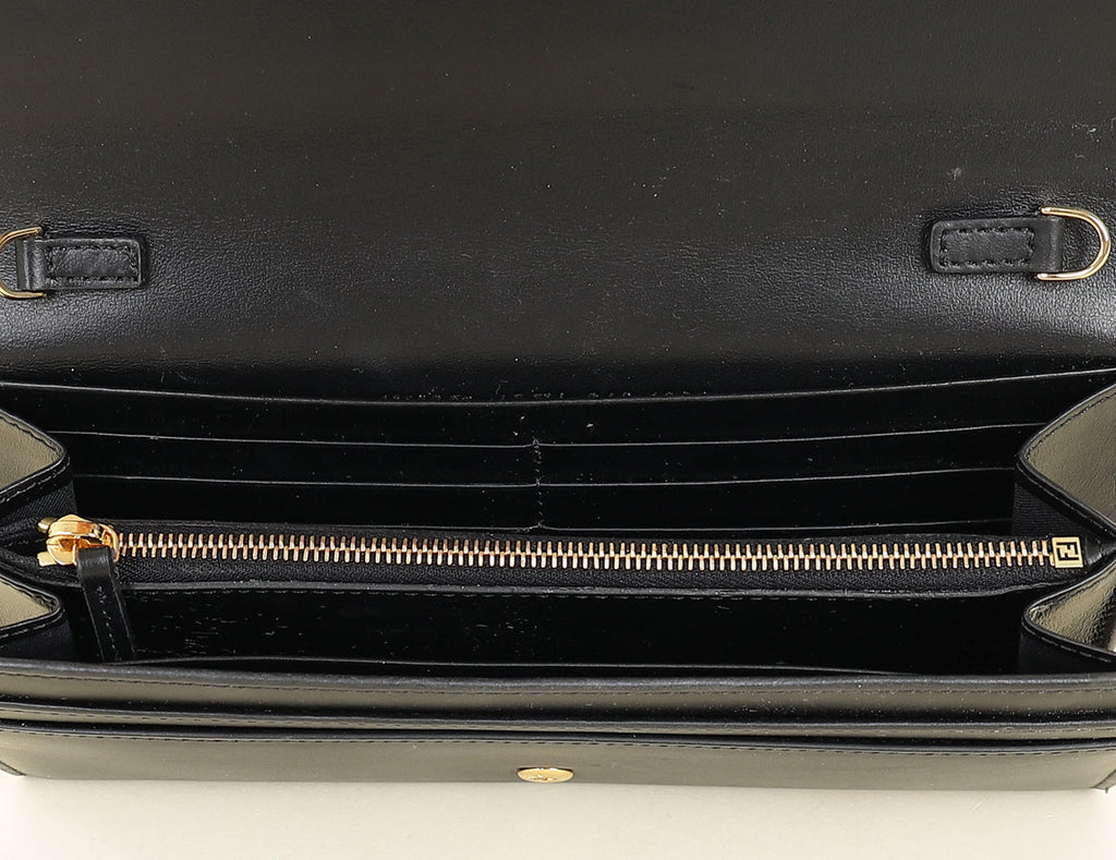 Fendi Black FF Diamonds Continental With Chain