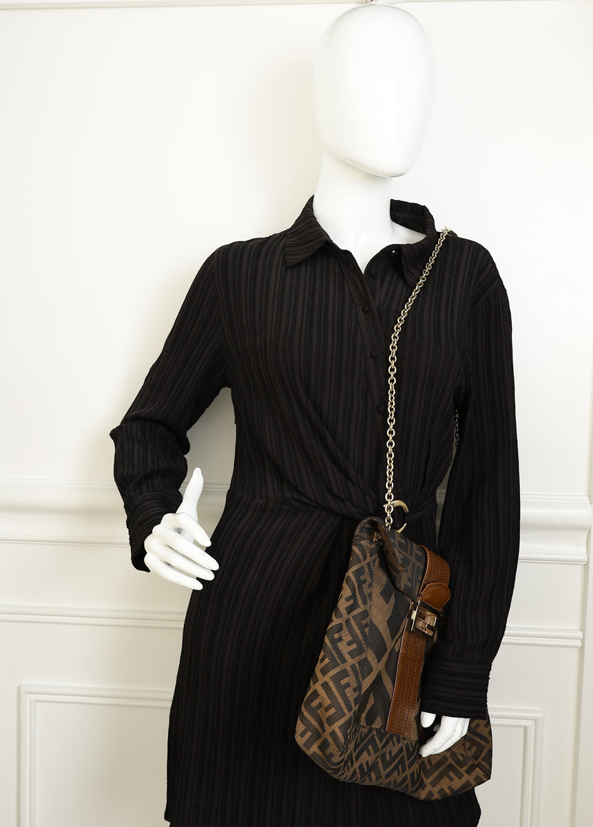 Fendi Tobacco Zucca Maxi Baguette Flap Bag
