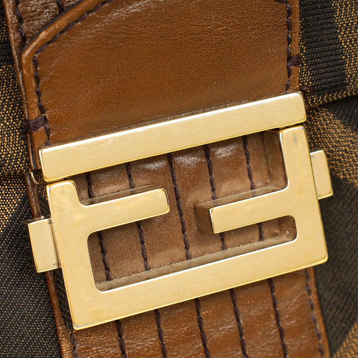 Fendi Tobacco Zucca Maxi Baguette Flap Bag