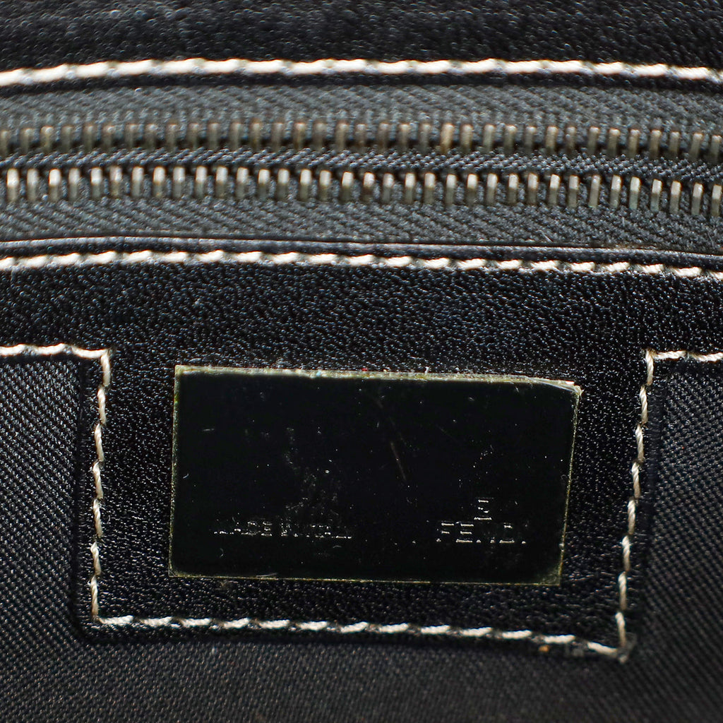 Fendi Black Zucca Small Baguette Shoulder Bag