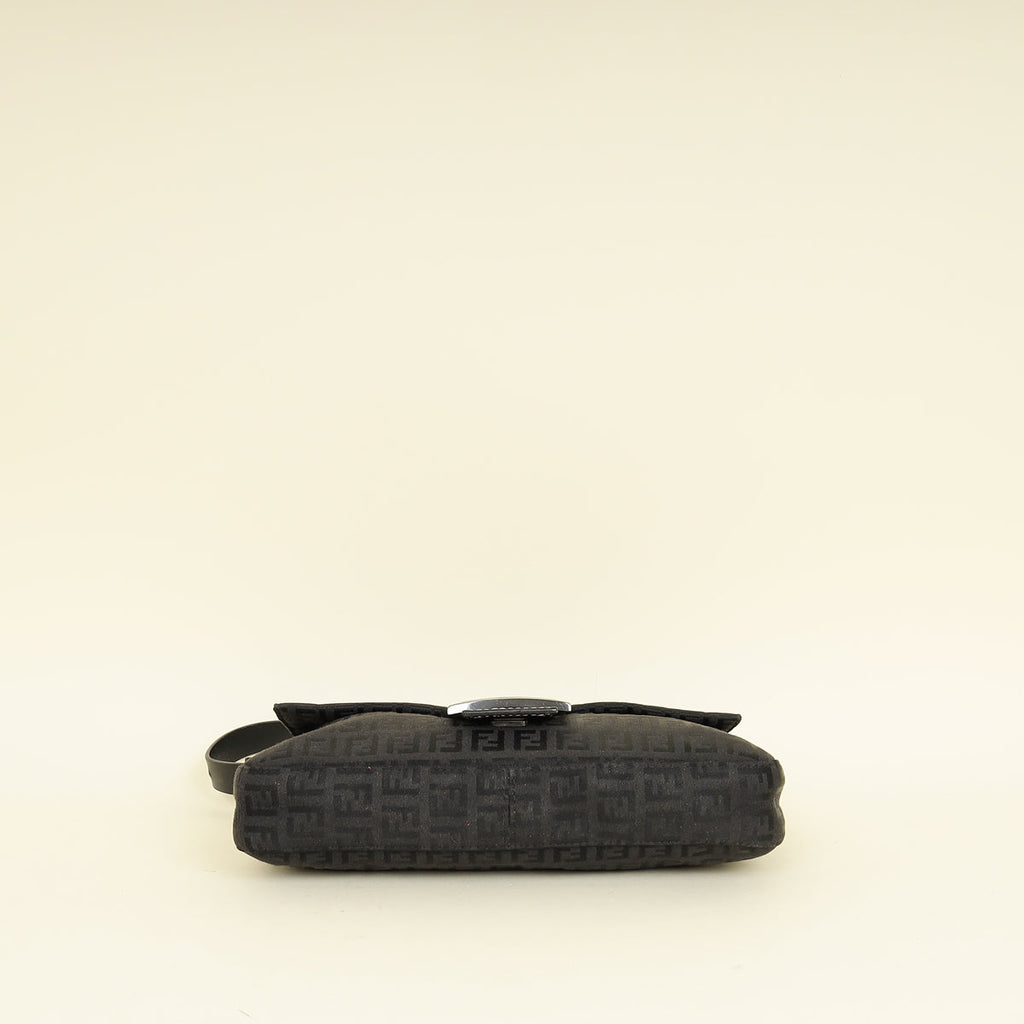 Fendi Black Zucca Small Baguette Shoulder Bag