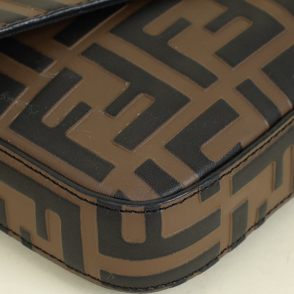 Fendi Tobacco FF 1974 Zucca Embossed Wallet On Chain W/ 2 Pouch