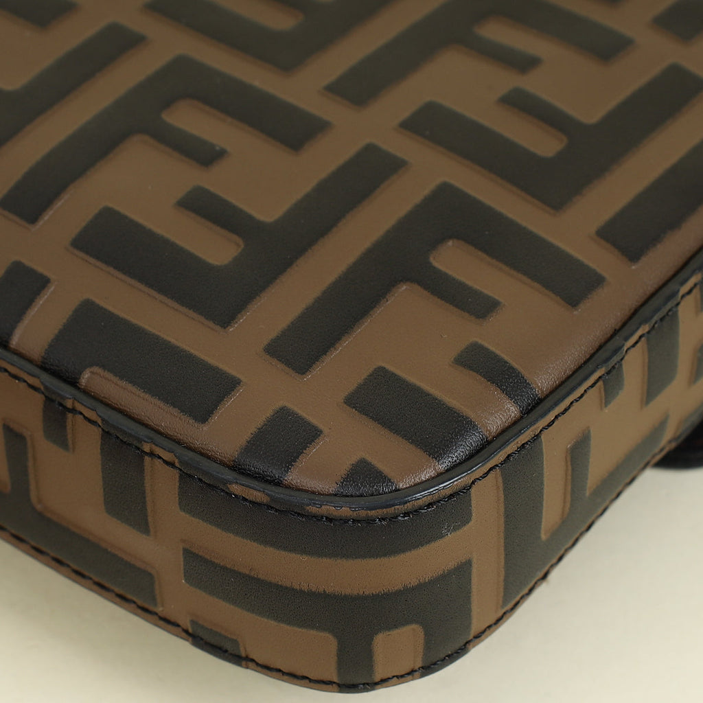 Fendi Tobacco FF 1974 Zucca Embossed Wallet On Chain W/ 2 Pouch