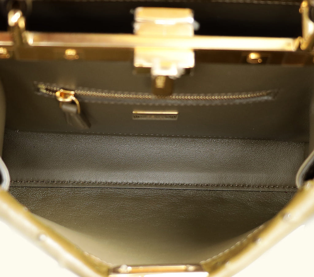 Fendi Avocado Green Ostrich Mini Peekaboo Bag
