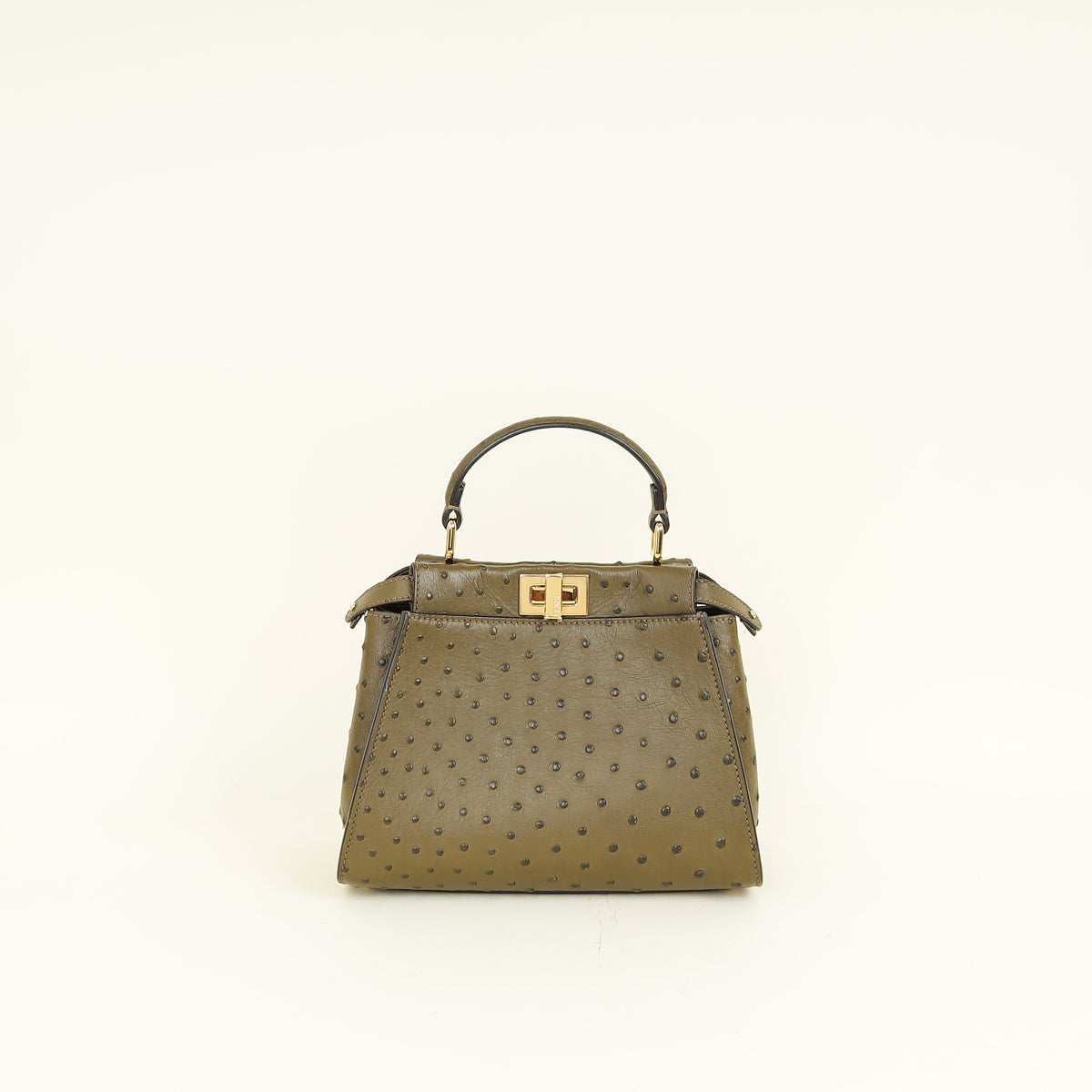 Fendi Avocado Green Ostrich Mini Peekaboo Bag