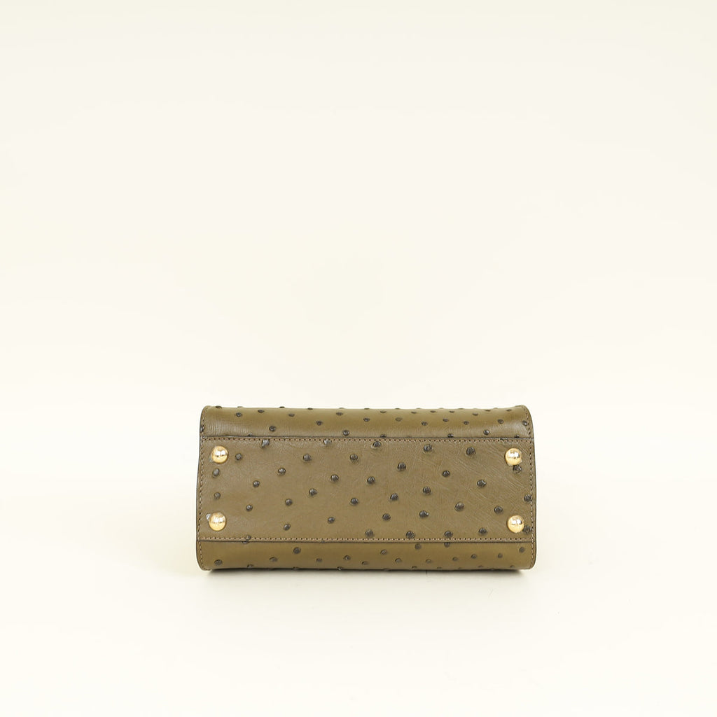 Fendi Avocado Green Ostrich Mini Peekaboo Bag