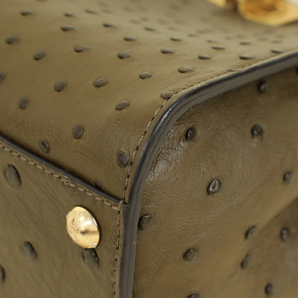 Fendi Avocado Green Ostrich Mini Peekaboo Bag