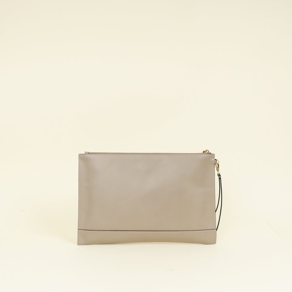 Fendi Etoupe Zip Large Flat Wristlet Pouch