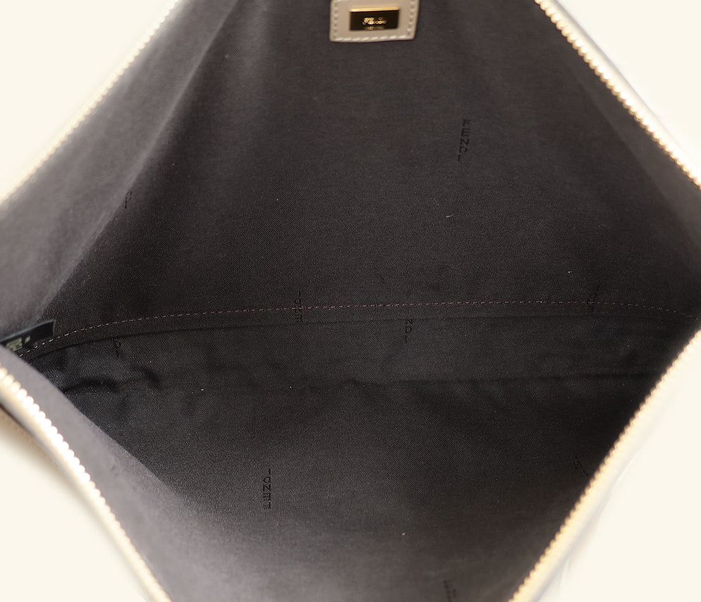 Fendi Etoupe Zip Large Flat Wristlet Pouch