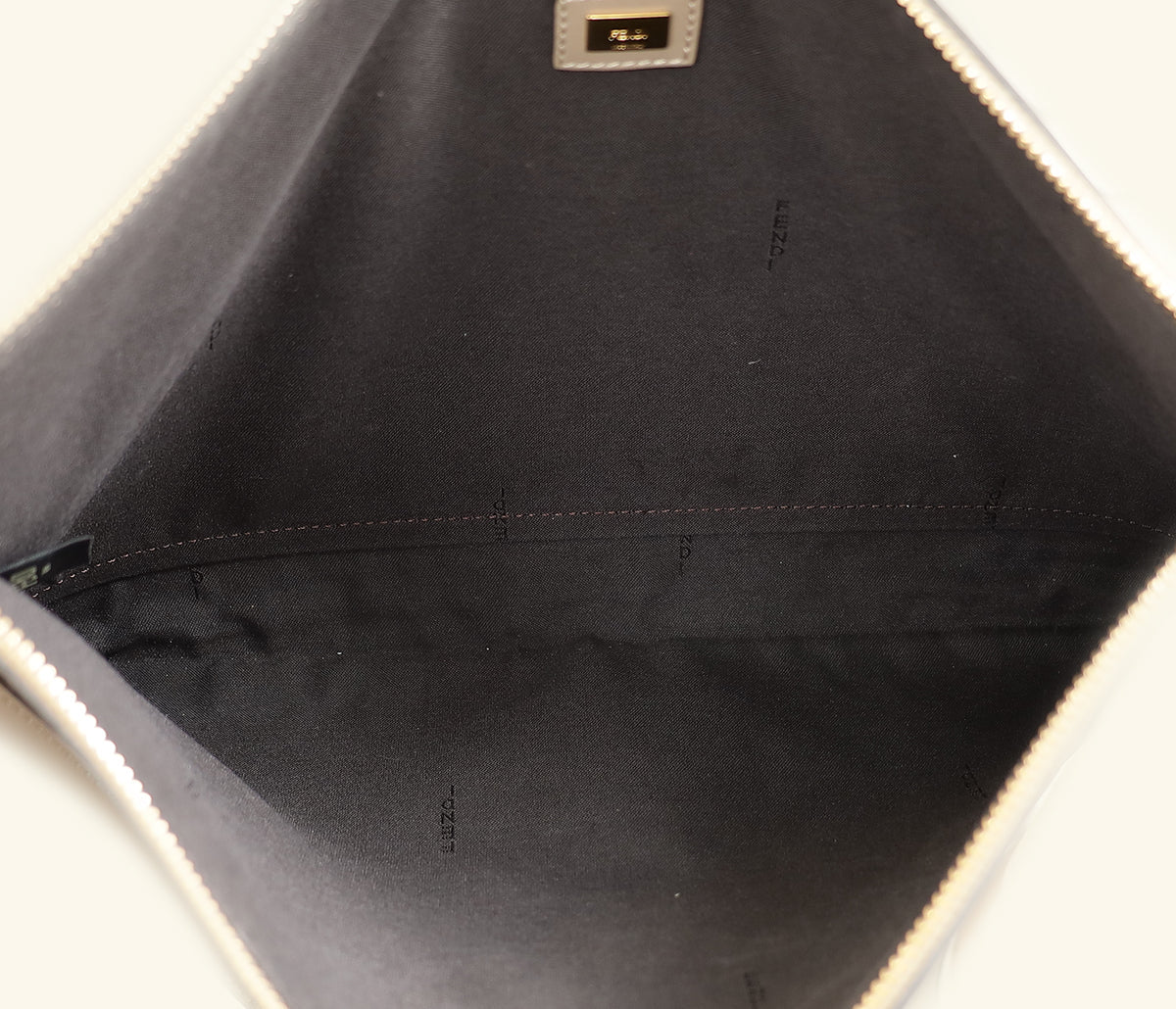 Fendi Etoupe Zip Large Flat Wristlet Pouch