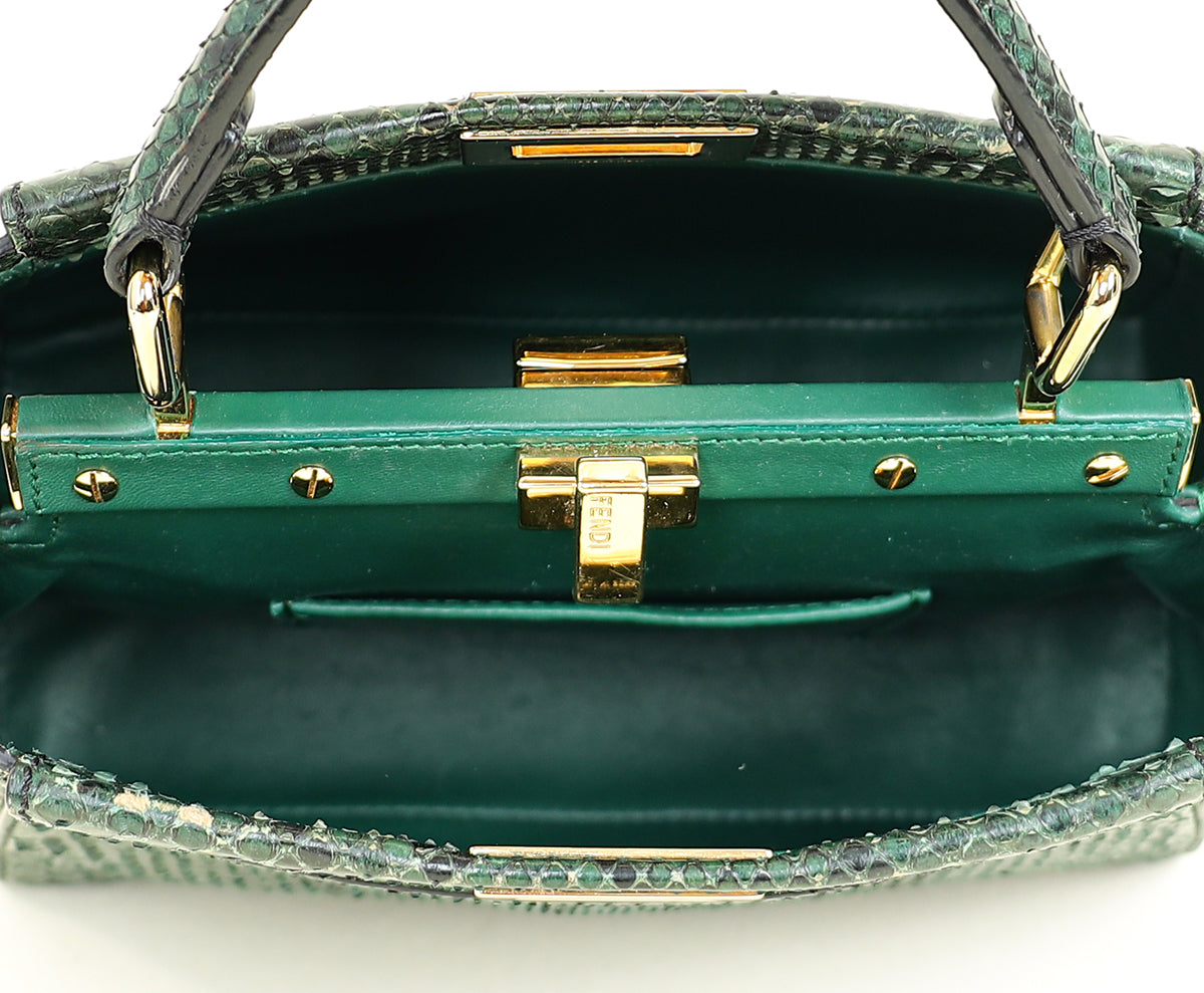 Fendi Green Python Peekaboo Mini Bag