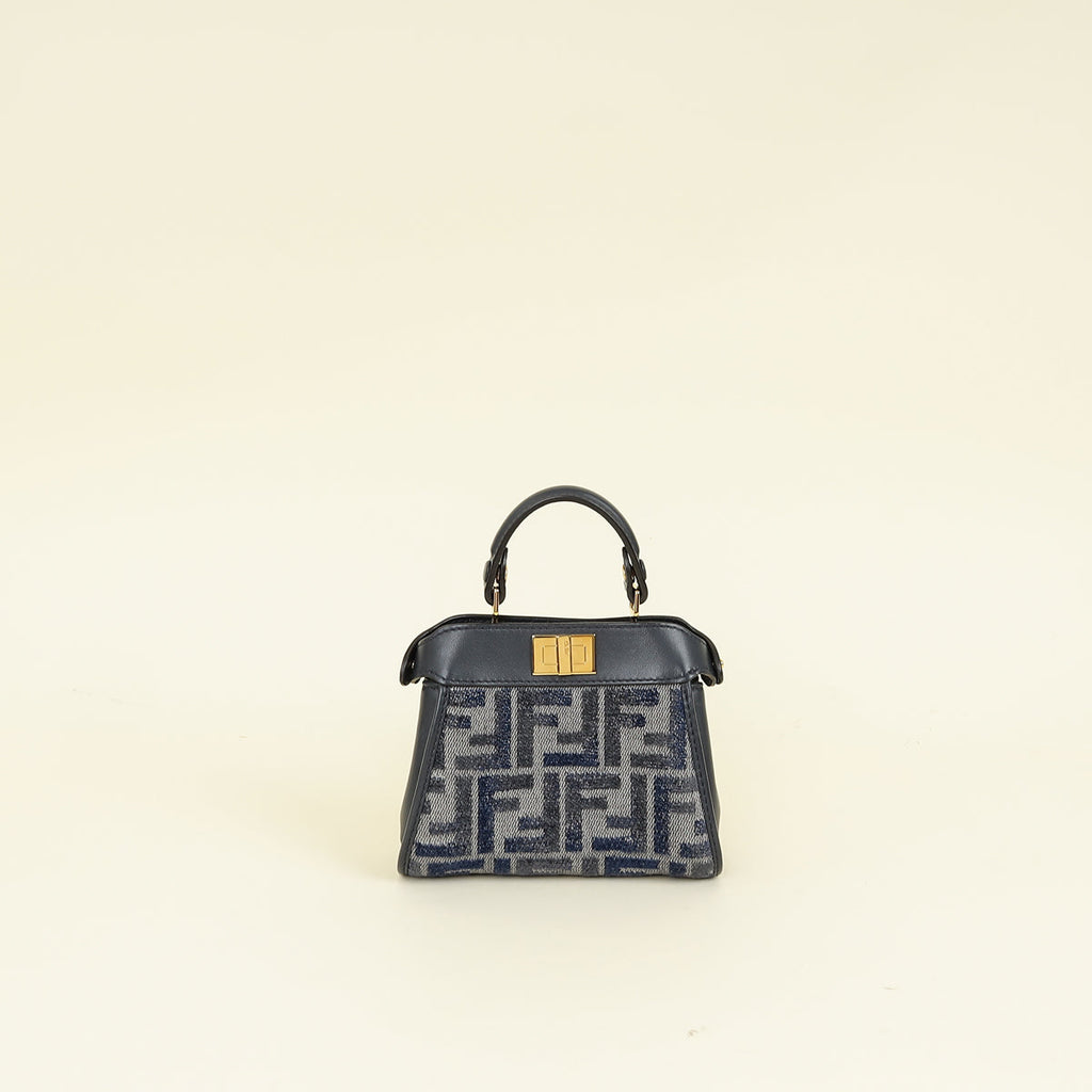 Fendi Navy Blue Nano Peekaboo Bag