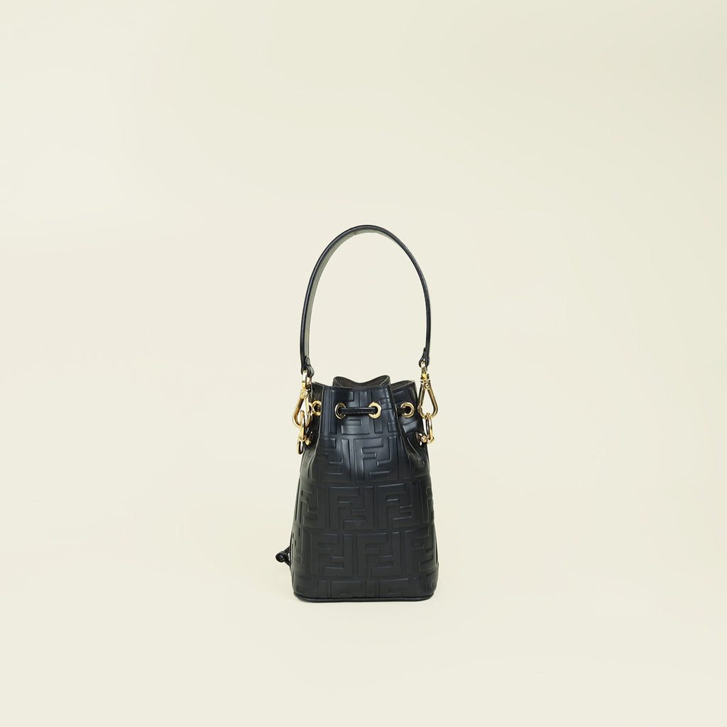 Fendi Black FF Embossed Mon Tresor Mini Bucket Bag