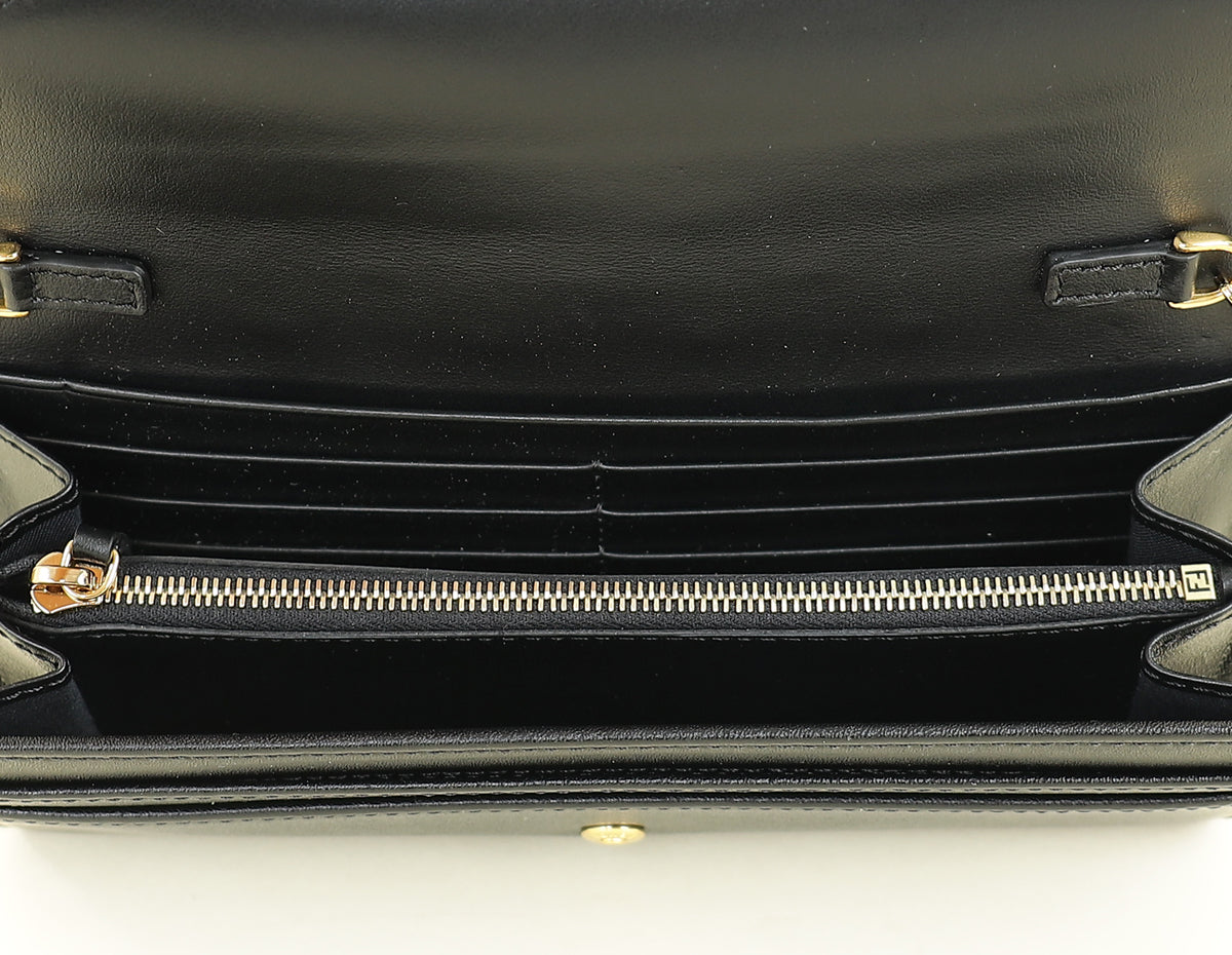 Fendi Black "F is Fendi" Studded Chain Wallet