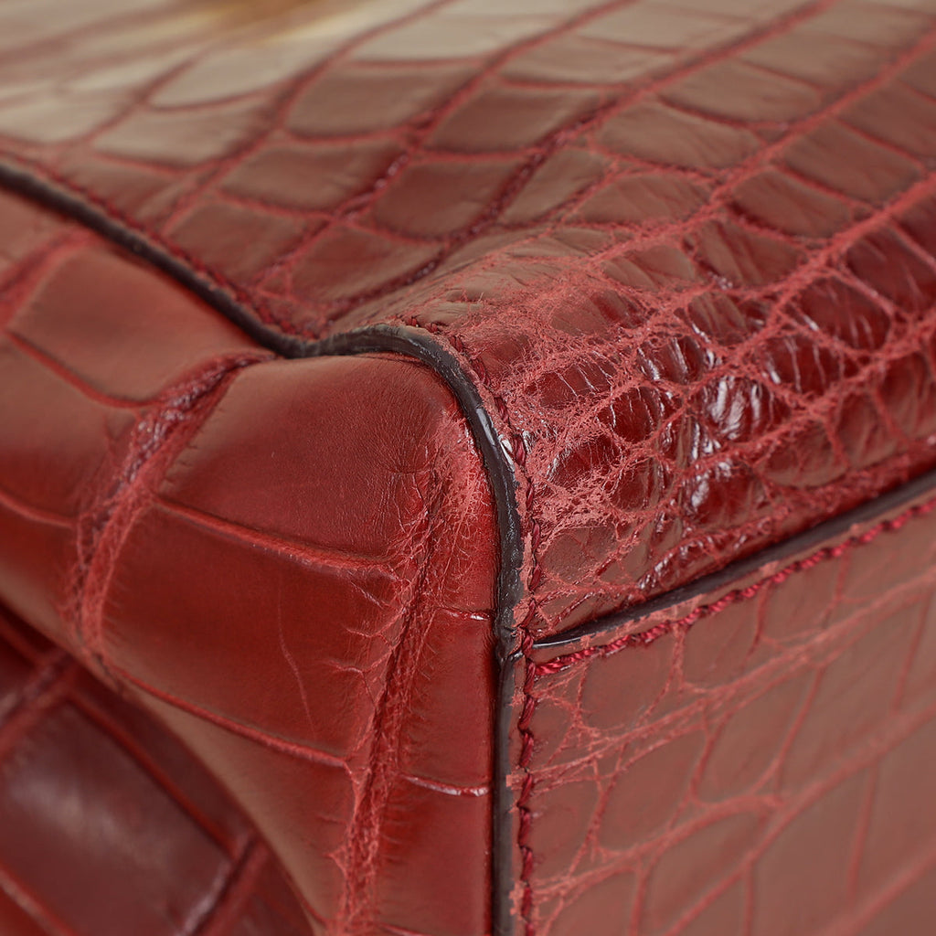 Fendi Dark Red Crocodile Mini Peekaboo Bag