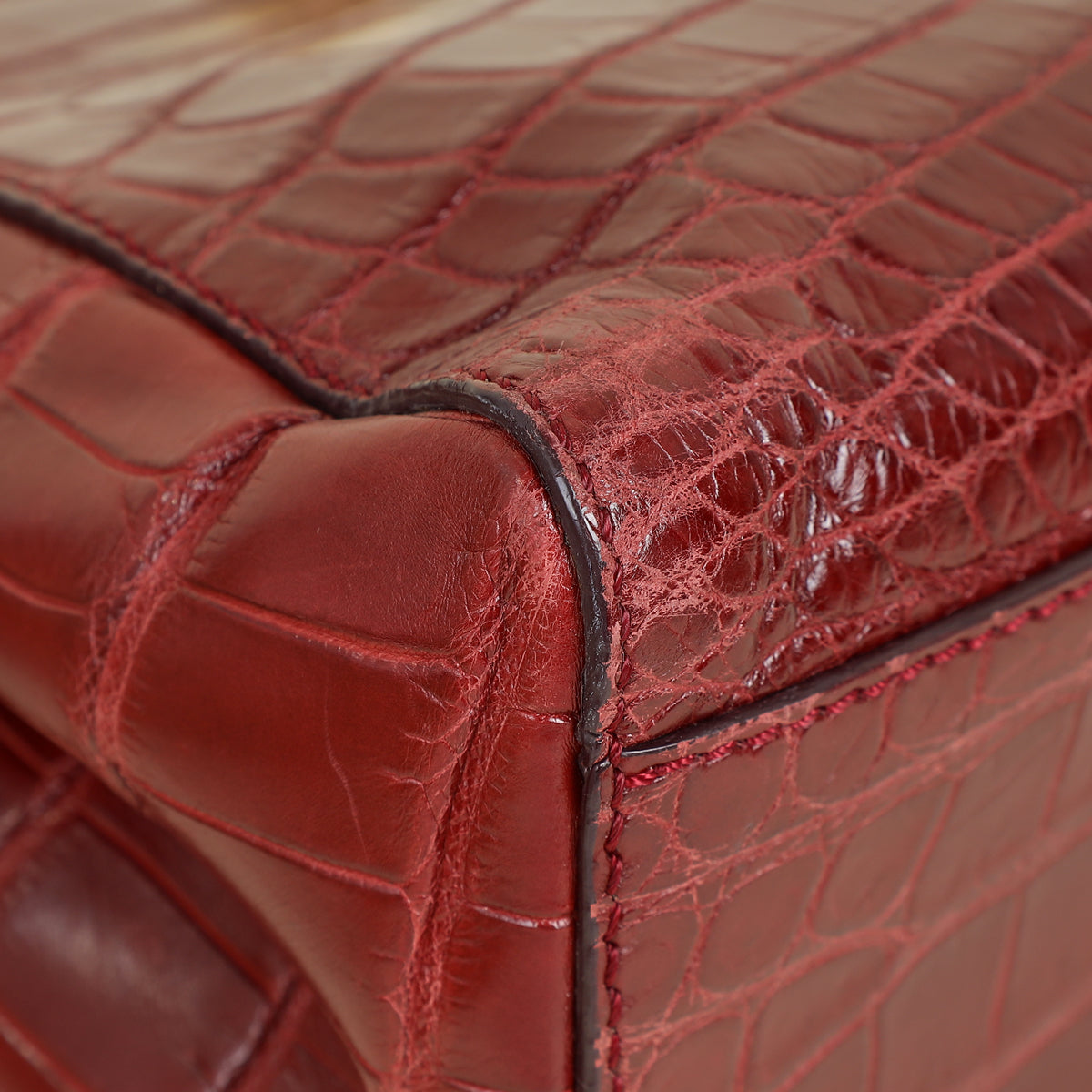 Fendi Dark Red Crocodile Mini Peekaboo Bag