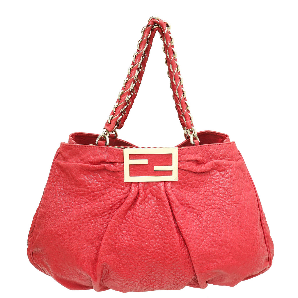 Fendi Red Mia Large Tote Bag