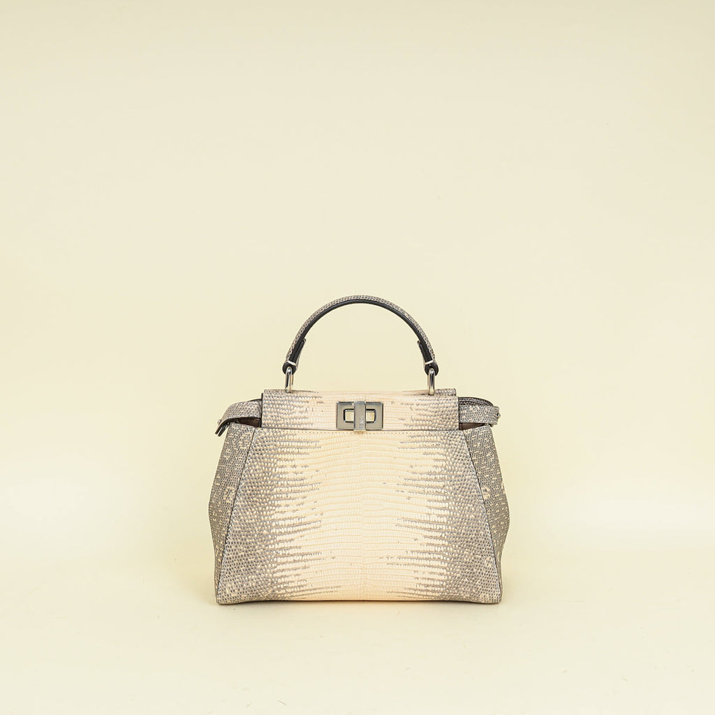 Fendi Bicolor Peekaboo Mini Lizard Bag