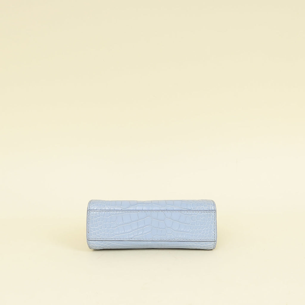 Fendi Light Blue Alligator Micro Peekaboo Mississippiensis Bag