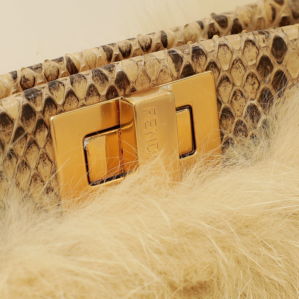 Fendi Bicolor Peekaboo Mini Fox Fur Python Bag