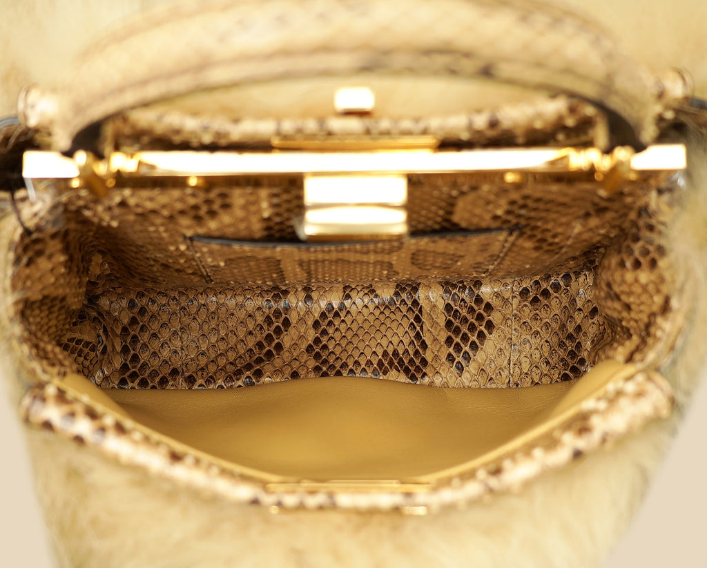 Fendi Bicolor Peekaboo Mini Fox Fur Python Bag