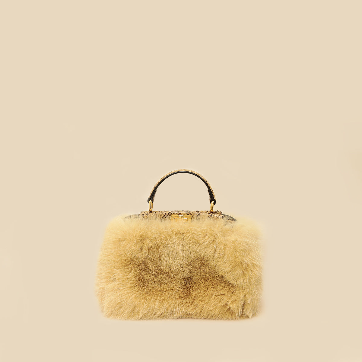 Fendi Bicolor Peekaboo Mini Fox Fur Python Bag