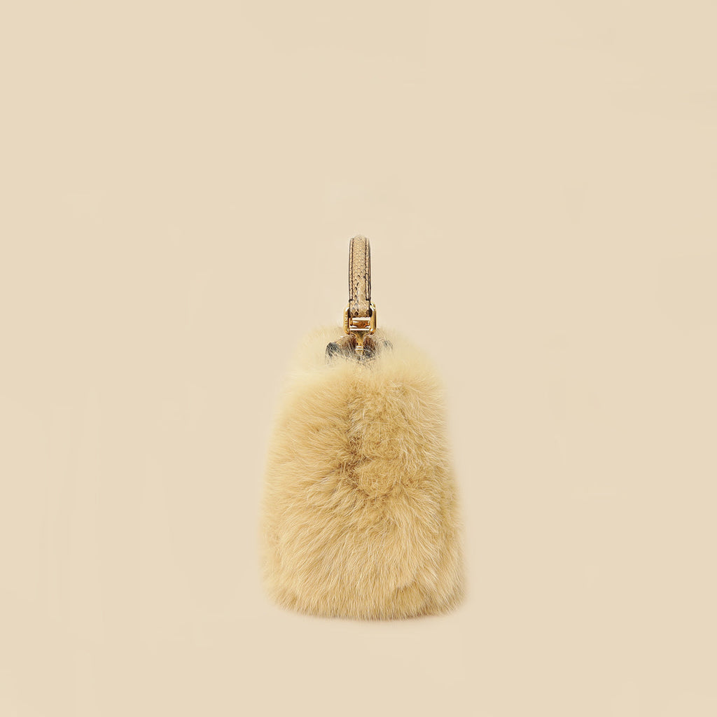 Fendi Bicolor Peekaboo Mini Fox Fur Python Bag